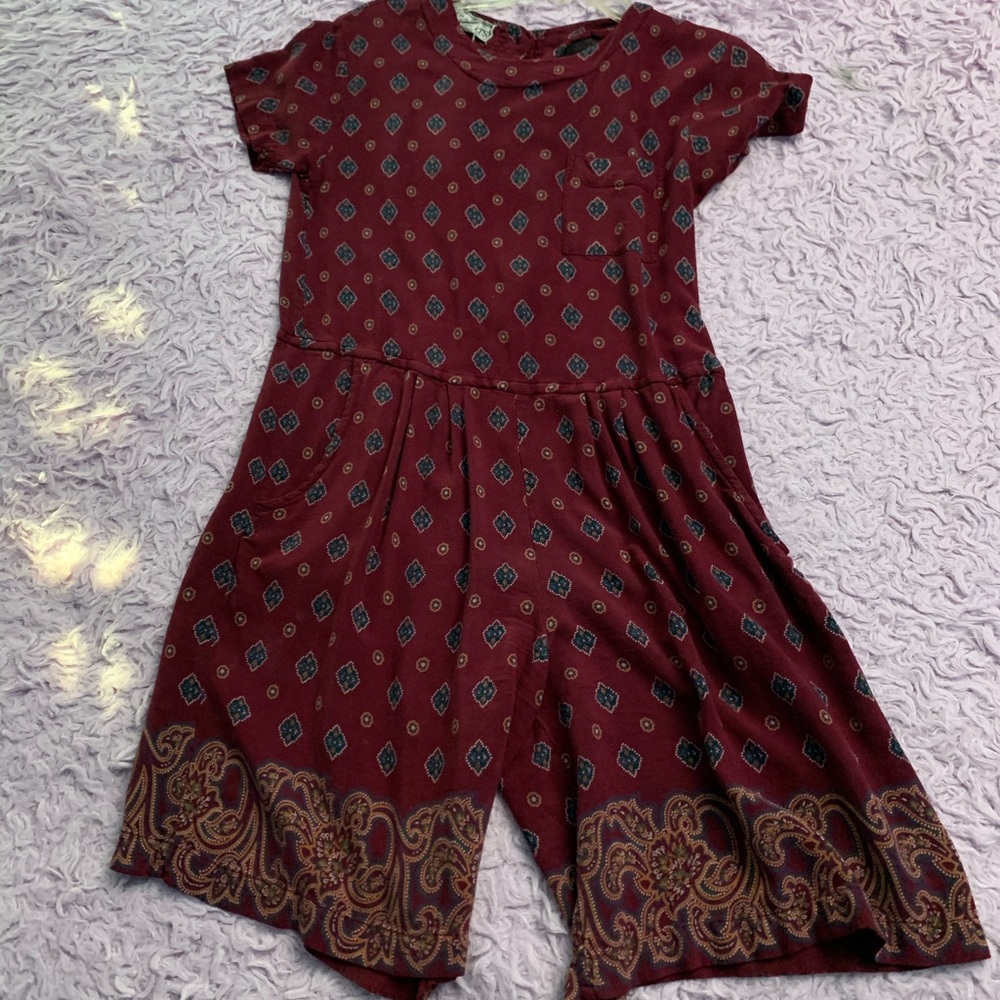 Patterned Maroon Romper - image 1